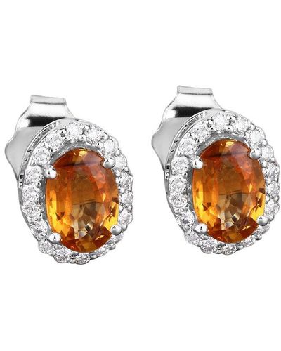 Diana M. Jewels Fine Jewelry 14k 1.66 Ct. Tw. Diamond & Orange Sapphire Studs - White