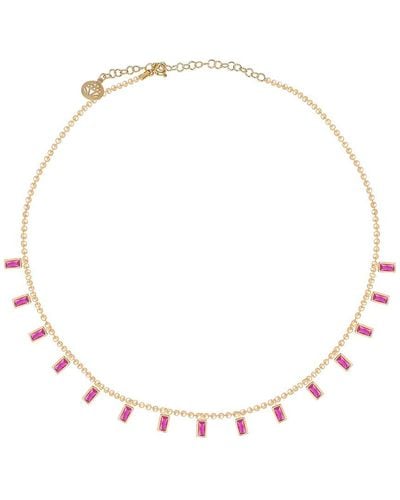 Gabi Rielle 14k Over Silver Cz Pink Petal Baguette Necklace - Natural