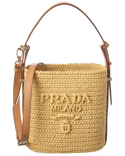 Prada Crochet & Leather Bucket Bag - Metallic