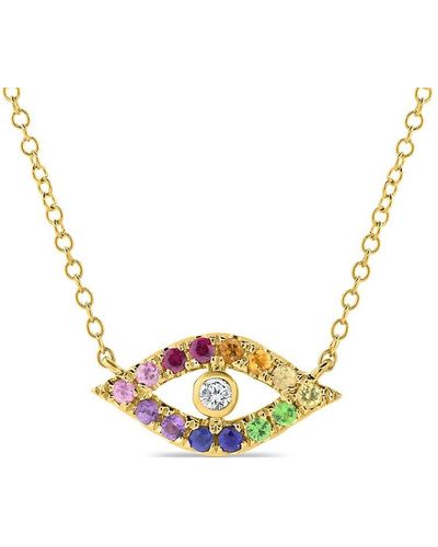 Sabrina Designs 14k 0.30 Ct. Tw. Diamond & Sapphire Evil Eye Necklace - Metallic