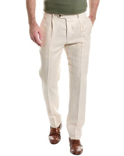 Brooks Brothers Pleated Linen Pant - Natural