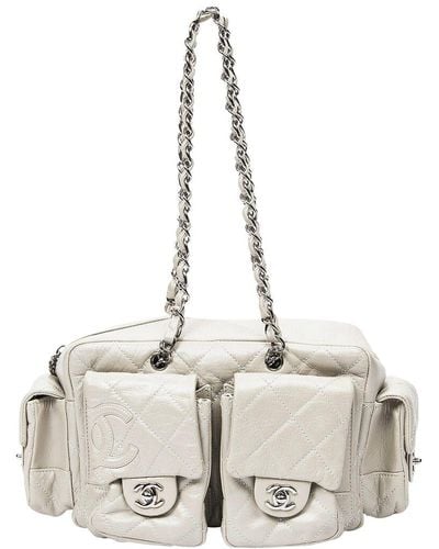 Chanel Limited Edition Quilted Calfskin Leather Cambon Shoulder Bag (Authentic Pre-Owned) - Natural