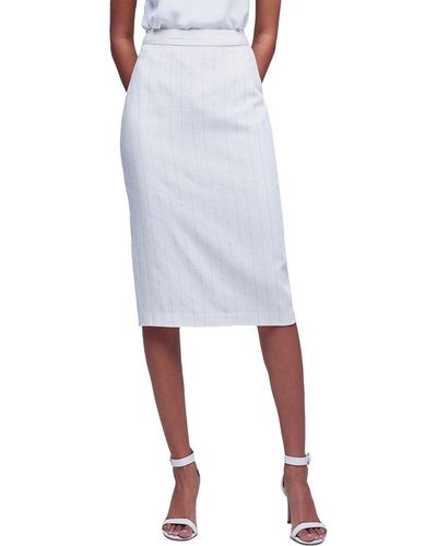 L'Agence Julie Tailored Linen-Blend Pencil Skirt - White