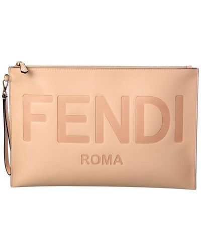 Fendi Large Leather Pouch - Pink