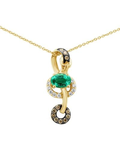 Le Vian Le Vian 14k 0.92 Ct. Tw. Diamond & Emerald Necklace - White