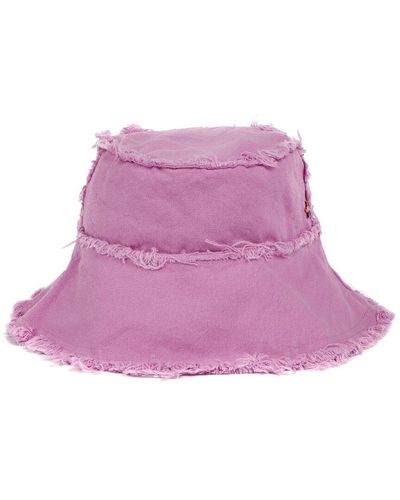 Jocelyn Frayed Bucket Hat - Purple