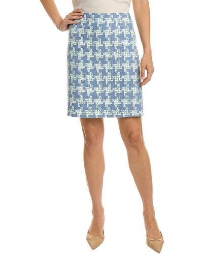 St. John Sequin Houndstooth A-line Skirt - Blue