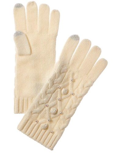 Forte Pearl Cable Cashmere Gloves - Natural