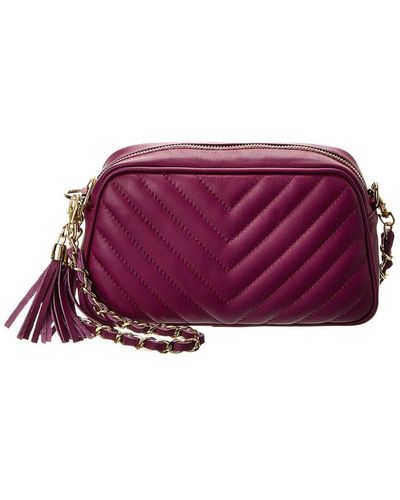 Persaman New York Althaia Leather Crossbody - Purple