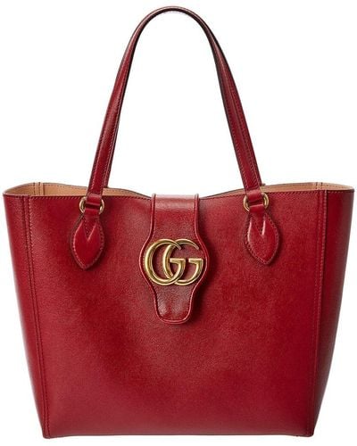 Gucci Double G Small Leather Tote - Red