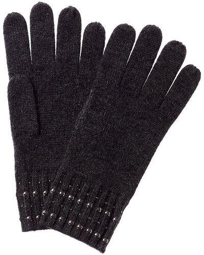 Forte Studded Cashmere Gloves - Blue