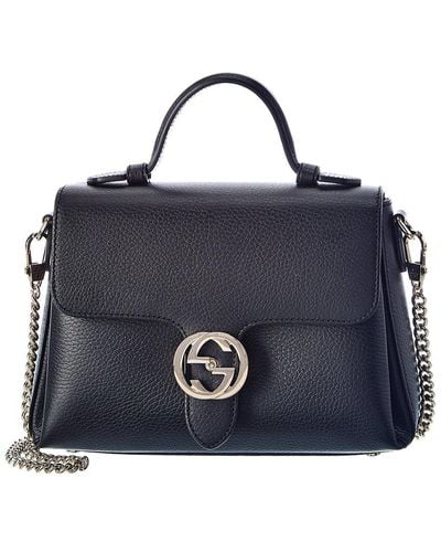 Gucci Logo Leather Shoulder Bag - Blue