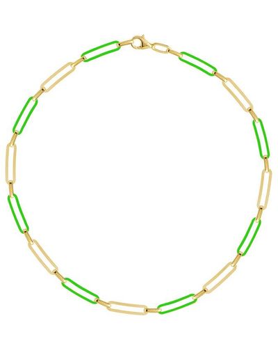 Gabi Rielle Love Is Declared 14k Over Silver French Enamel Paperclip Choker Necklace - Green