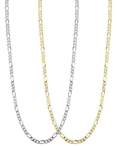 Glaze Jewelry Silver Figaro Necklace Set - White