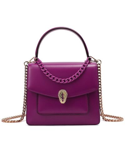 Tiffany & Fred Smooth Leather Top Handle Crossbody - Purple