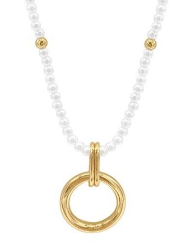 Adornia 14k Plated Pearl Pendant Necklace - White