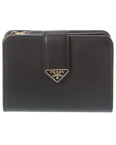 Prada Logo Leather Card Case - Black
