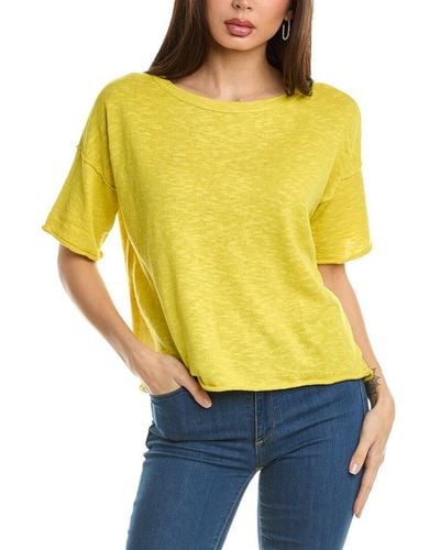 Eileen Fisher Elbow Sleeve Linen-Blend Pullover - Yellow