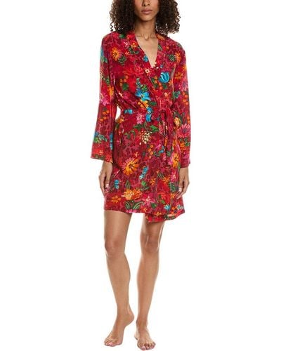 Johnny Was Evelyn Silk Robe - Red