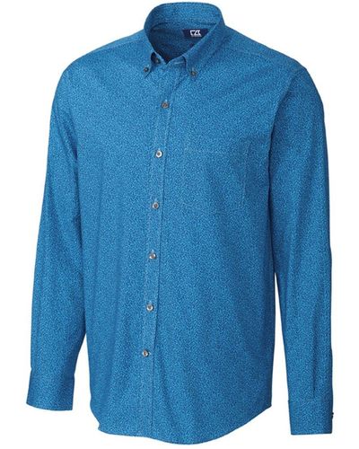 Cutter & Buck Strive Leaf Print Shirt - Blue