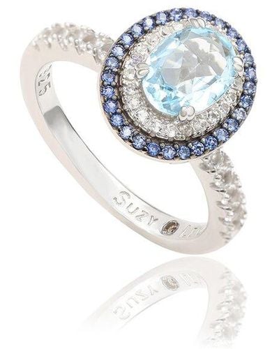 Suzy Levian Silver 0.02 Ct. Tw. Diamond & Gemstone Ring - Multicolor