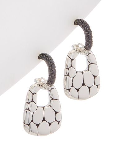 John Hardy Kali Silver Lava Collection Silver Black Sapphire Earrings - White