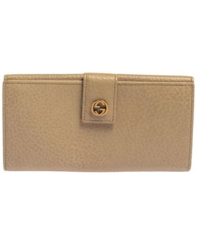 Gucci Leather Interlocking G Continental Wallet (Authentic Pre-Owned) - Natural