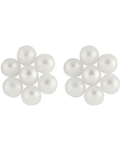 Splendid 14k 3-4mm Pearl Flower Studs - White