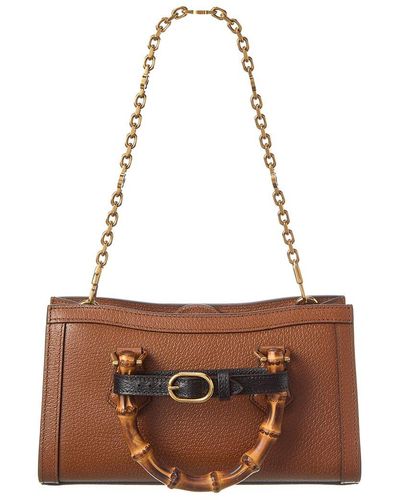 Gucci Diana Small Leather Satchel - Brown