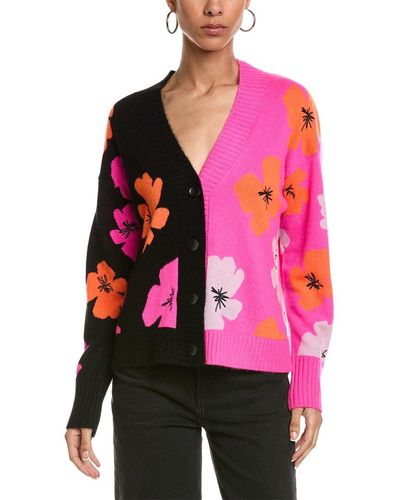 Brodie Cashmere Funky Floral Cashmere Cardigan - Pink