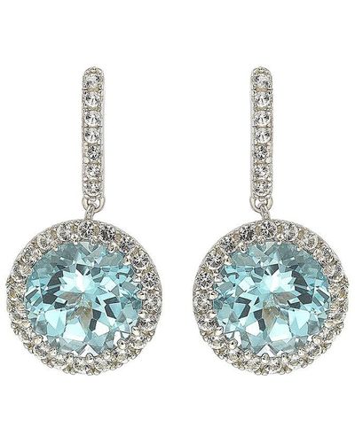 Suzy Levian 0.02 Ct. Tw. Diamond & Gemstone Halo Dangle Earring - Blue