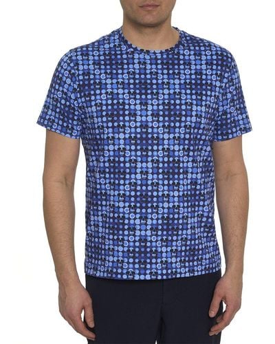 Robert Graham Spotted Skulls Knit Graphic T-shirt - Blue