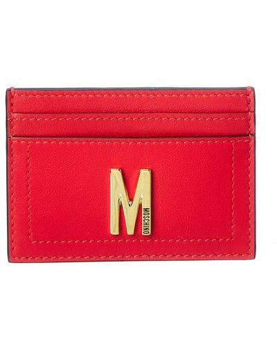 Moschino Logo Leather Card Holder - Red