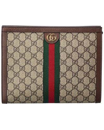 Gucci Ophidia GG Supreme Canvas & Leather Pouch - Brown