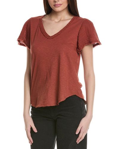 Michael Stars Tate Fabric Mix T-shirt - Red