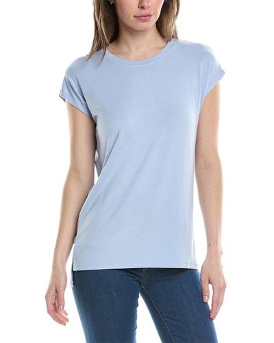 Three Dots Semi Relaxed Cap Sleeve T-shirt - Blue