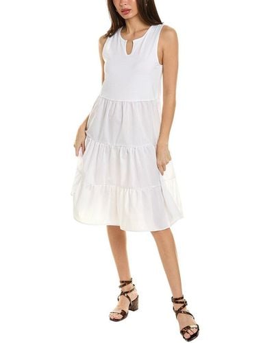 Ellen Tracy Tiered Midi Dress - White