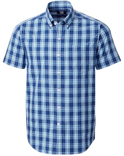 Cutter & Buck Strive Shadow Plaid Shirt - Blue