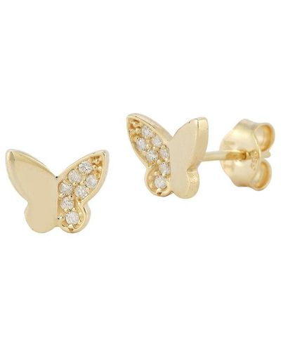 Ember Fine Jewelry 14k 0.13 Ct. Tw. Diamond Butterfly Studs - White