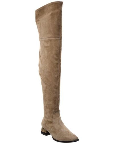 Tory Burch Multi Logo Stretch Suede Over-the-knee Boot - Brown
