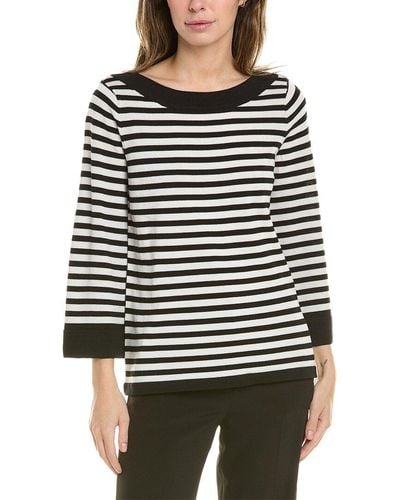 Anne Klein Striped Sweater - Black