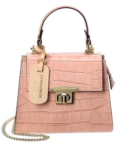Persaman New York Jean Top Handle Leather Satchel - Pink