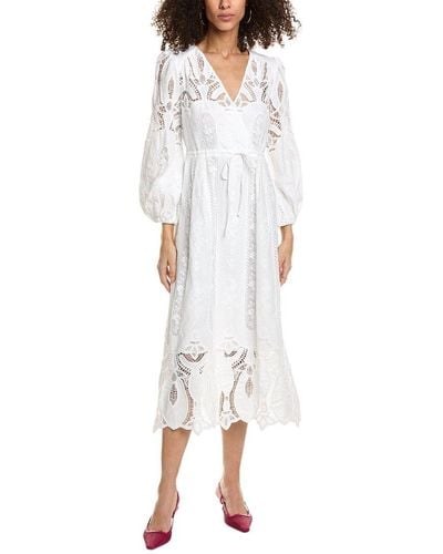 Ba&sh Linen-blend Midi Dress - White