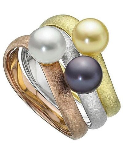 Belpearl Silver 6-6.5mm Pearl Stackable Ring - White