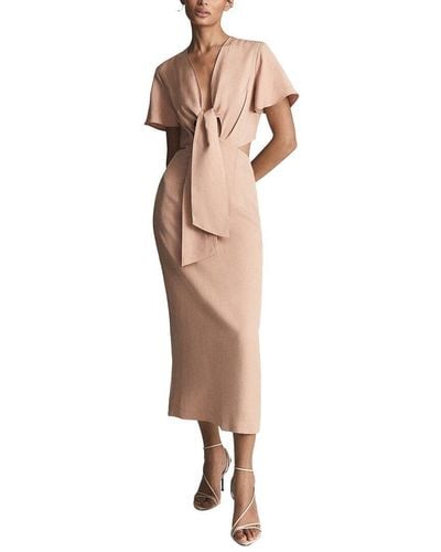 Reiss Iona Doriana Move On Linen-blend Dress - Natural
