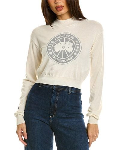 Canada Goose Logo Wool Cropped Jumper - White