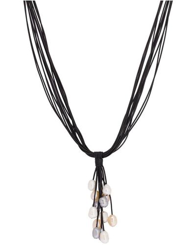 Saachi 8-10Mm Pearl Classic Leather Necklace - Metallic