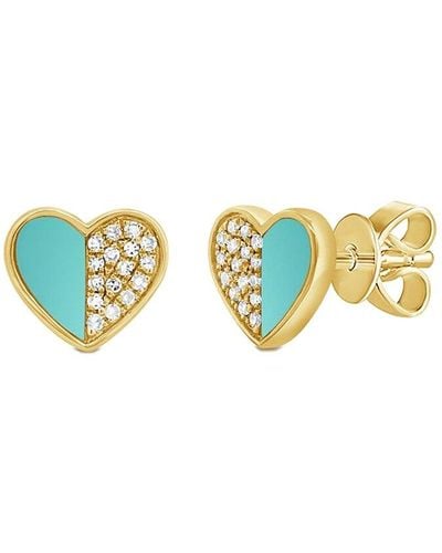 Diana M. Jewels Fine Jewelry 14k 3.11 Ct. Tw. Diamond & Turquoise Studs - White