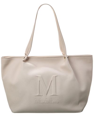 Max Mara Leather Shopper Tote - White