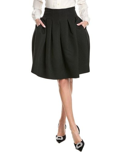 Oscar de la Renta Crinkled Ottoman Full Skirt - Black